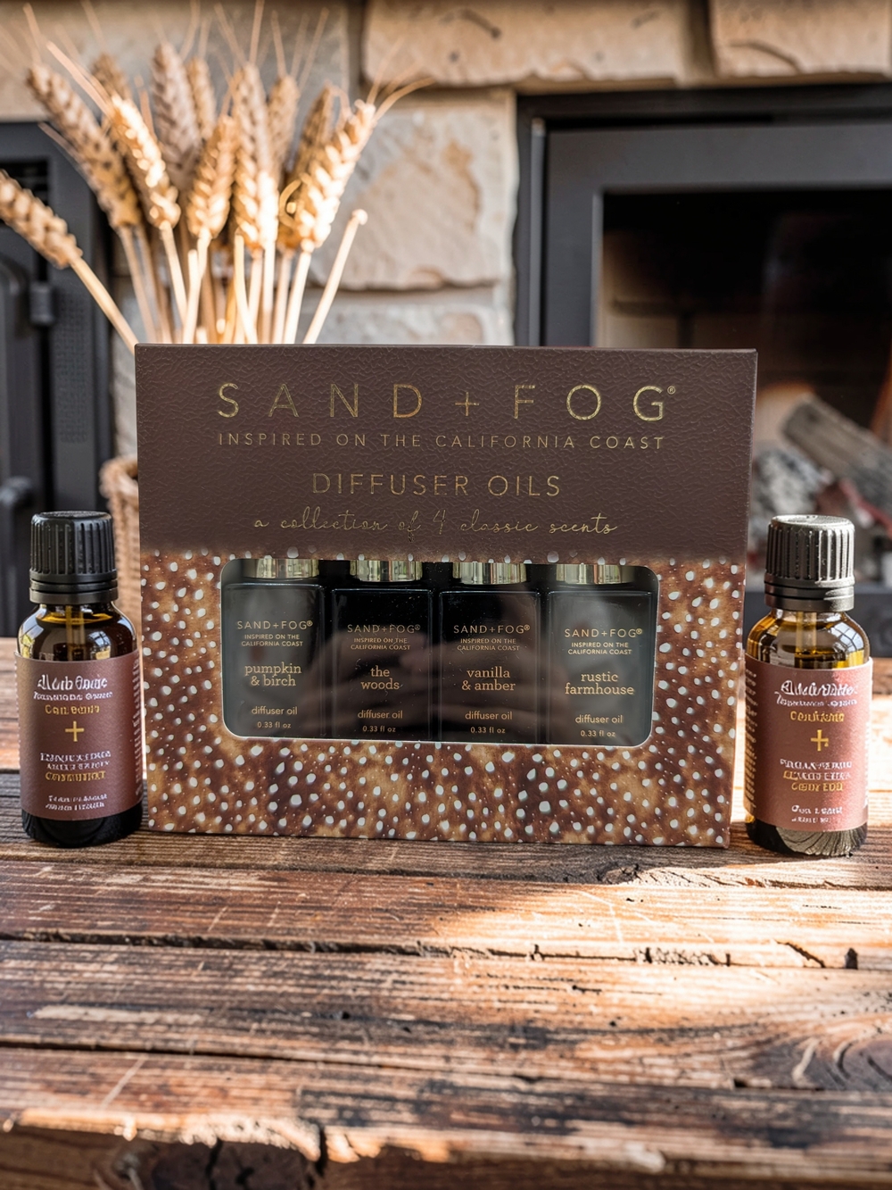 Brown Diffuser Oils Gift Set - Pumpkin, Woods, Vanilla, Rustic Scents